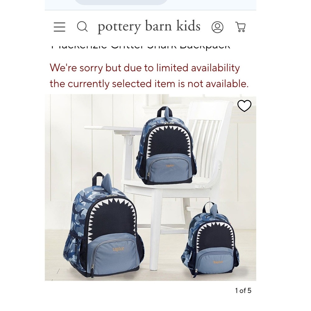 Pottery Barn Kids Mackenzie Critter Shark Backpack: Large - Picture 8 of 8